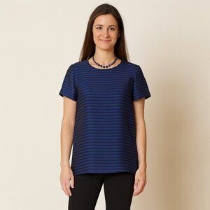 Michael Michael Kors Striped Keyhole Back Top Size Small | Cobalt Blue Black